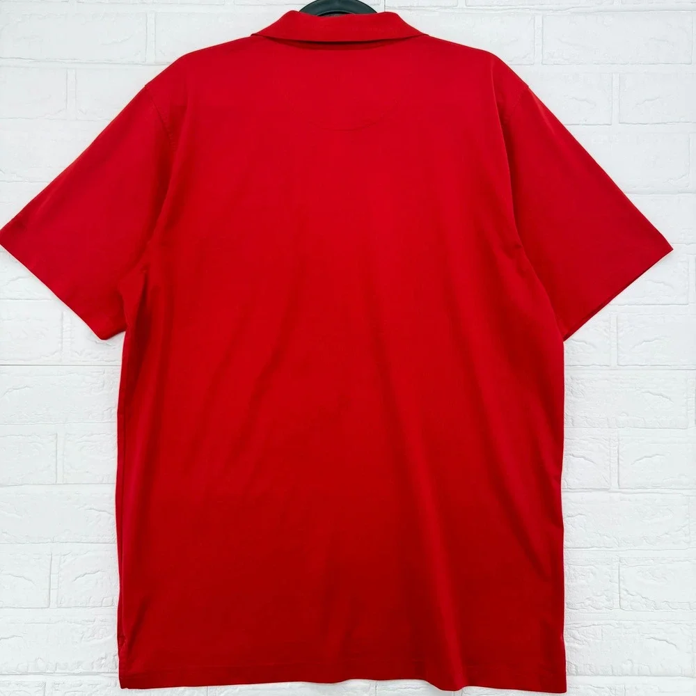 L.L. Bean Polo Shirt Mens XL Red Performance Zipper Pocket Short Sleeve Golf